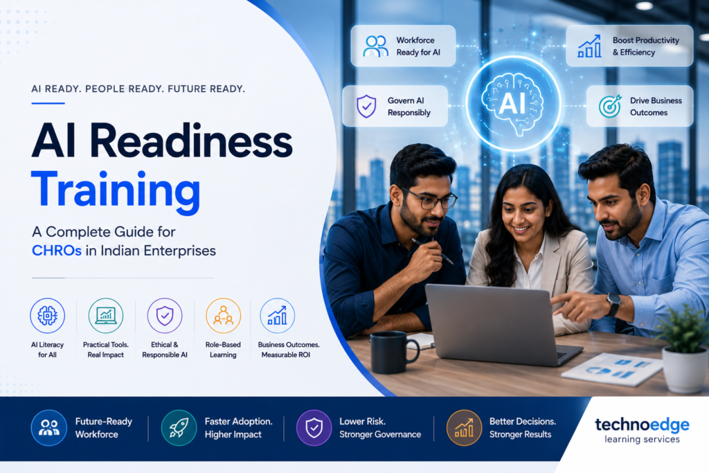 AI readiness skills matrix showing data literacy, AI tool usage, analytics, and AI ethics proficiency levels for HR and business teams.